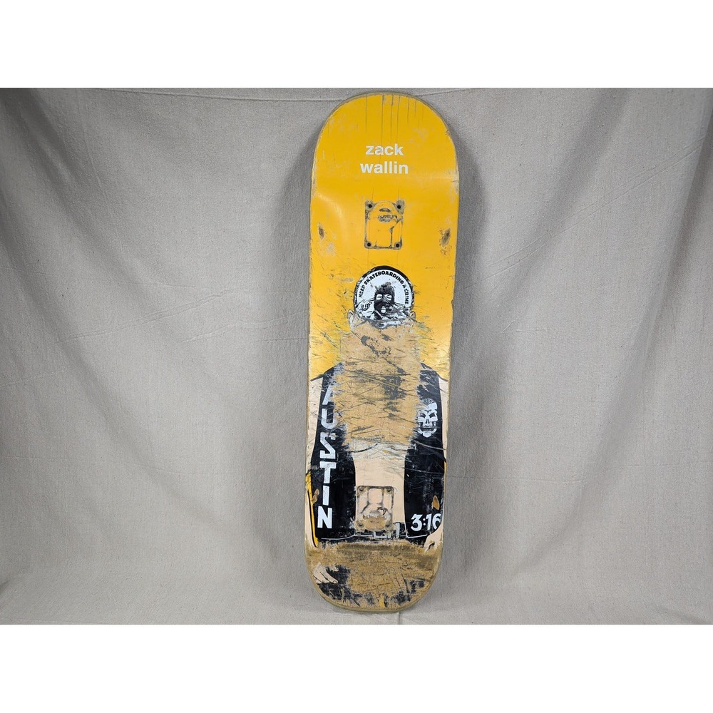 Pizza Skateboards Zack Wallin Pro Deck Yellow Austin 3:16 Graphic 8.25x31.75in